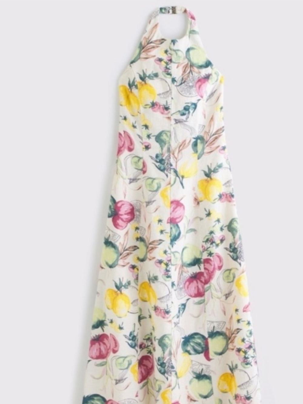 100% Linen A&F Floral/Fruit Maxi Dress NWT